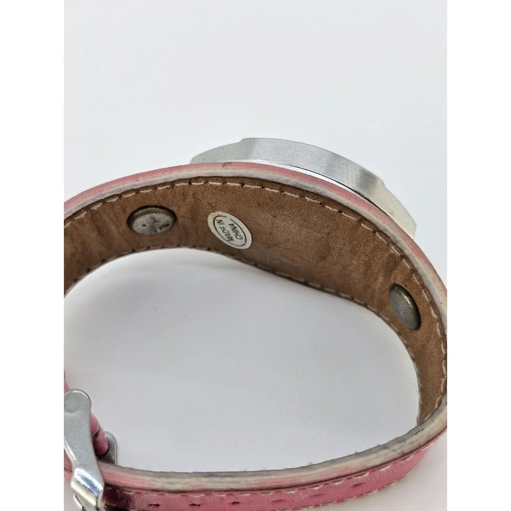 25MM Women's‎ Analog Watch Gray Dial Pink Leather Band NEW Battery